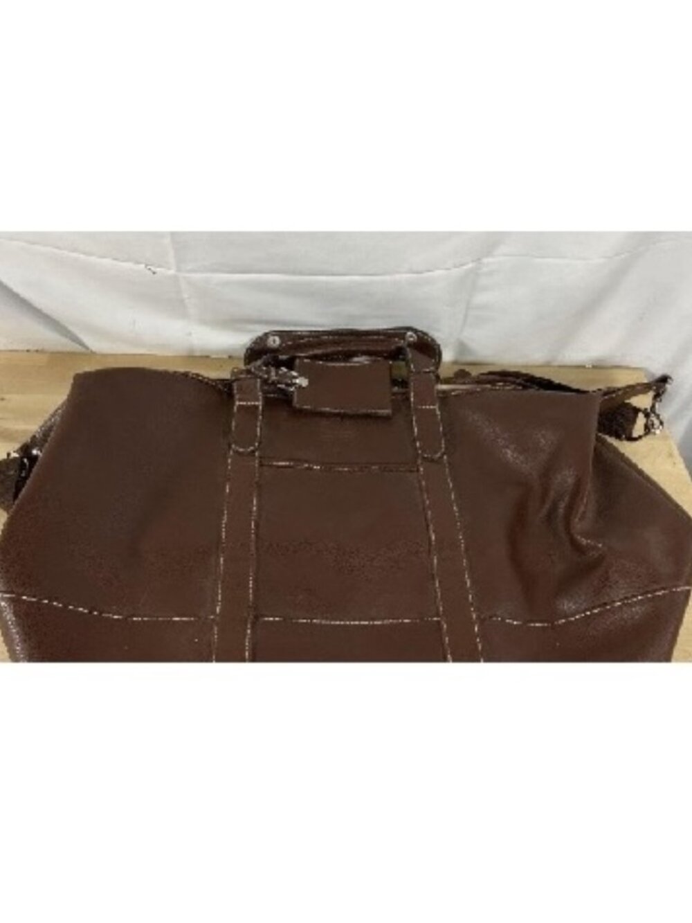 $795 Barrington 360 Brown Pebbled Duffle Weekender Carry On Travel Bag Unixex - Picture 12 of 12